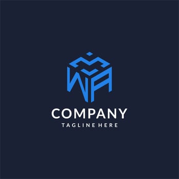 WA logo hexagon designs, best monogram initial logo with hexagonal shape design ideas vector