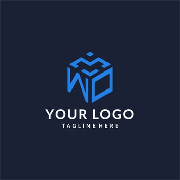 WO logo hexagon designs, best monogram initial logo with hexagonal shape design ideas vector