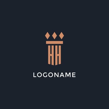 HH logo initial with pillar icon design, luxury monogram style logo for law firm and attorney vector