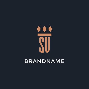 SV logo initial with pillar icon design, luxury monogram style logo for law firm and attorney vector