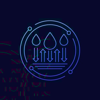 waterproof, water resistant material line vector icon