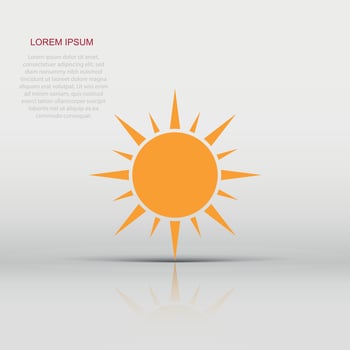 Sun vector icon. Summer sunshine illustration on white isolated background. Sun sunlight concept.