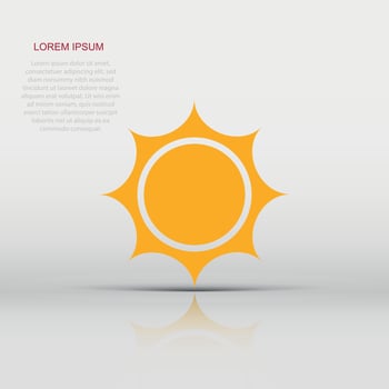 Sun vector icon. Summer sunshine illustration on white isolated background. Sun sunlight concept.