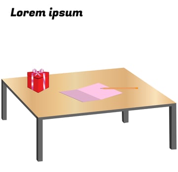 A gift box writes a greeting card with a pencil on the table vector