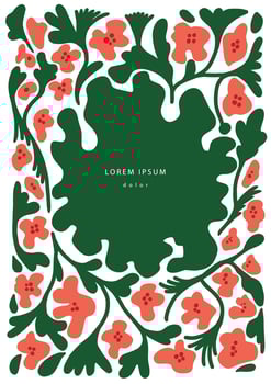Poster, cover template with decPoster, cover template with flowers and leaves ornament. Vintage banner in Matisse style vector