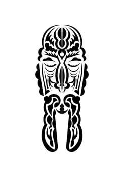 Polynesian style face. Tattoo patterns. Isolated. Vetcor. vector