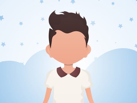 Portrait of a cute little boy. Banner with a child in the room. Cartoon style. illustration. vector