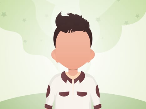 Portrait of a cute little boy. Banner with a child in the room. Cartoon style. illustration. vector