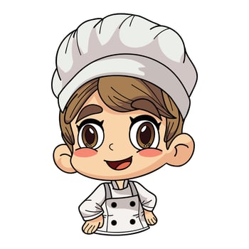 Happy chef male character illustration in doodle style vector