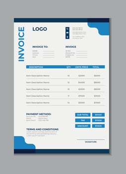 Invoice template design, billing cash voucher, money receipt cash memo layout design with mockup vector