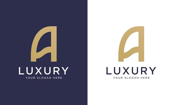 Royal premium letter a logo design vector template in gold color. Beautiful logotype design for luxury company branding.