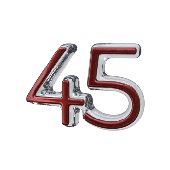 Number 45 3D render transparent background png