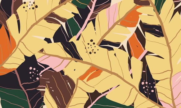 Modern exotic jungle plants illustration pattern vector