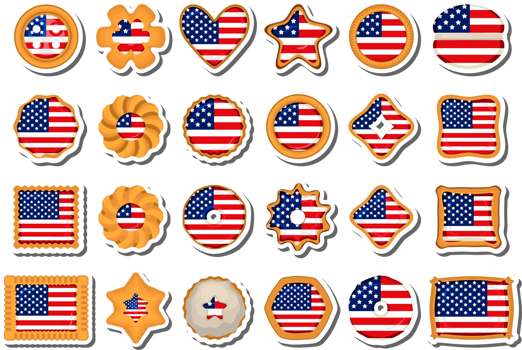 Homemade cookie with flag country USA in tasty biscuit png