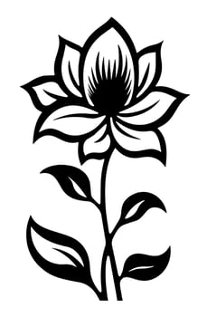 Vector icon of black and white flower
