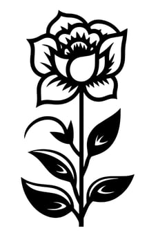 Vector icon of black and white flower