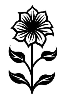 Vector icon of black and white flower