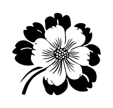 Vector icon of black and white flower