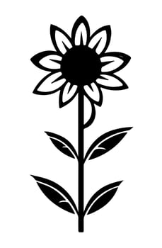 Vector icon of black and white flower