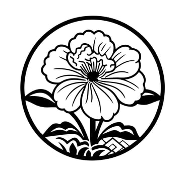 Vector icon of black and white flower