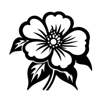 Vector icon of black and white flower