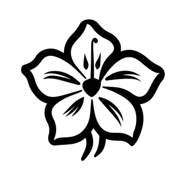 Vector icon of black and white flower