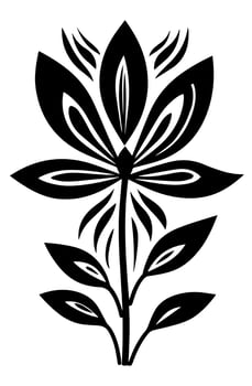 Vector icon of black and white flower