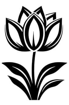 Vector icon of black and white flower