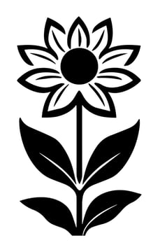Vector icon of black and white flower