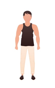 The man stands to his full height. Isolated. Cartoon style. vector