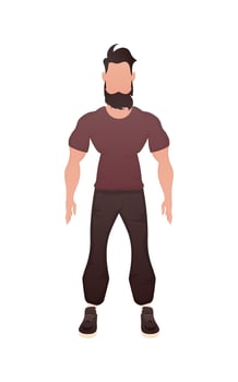 The young guy stands in full growth. Isolated. Cartoon style. vector