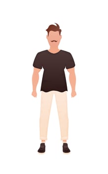 Strong man in full growth. Isolated. Cartoon style. vector