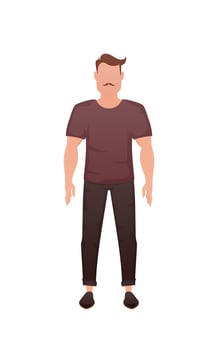 A strong man stands. Isolated. Cartoon style. vector