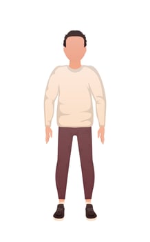 A man in clothes stands in full growth. Isolated. Cartoon style. vector