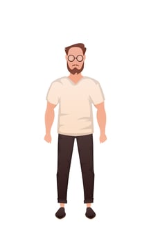 The guy of an athletic build stands in full growth. Isolated. Cartoon style. vector
