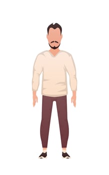 Strong guy stands. Isolated. Cartoon style. vector
