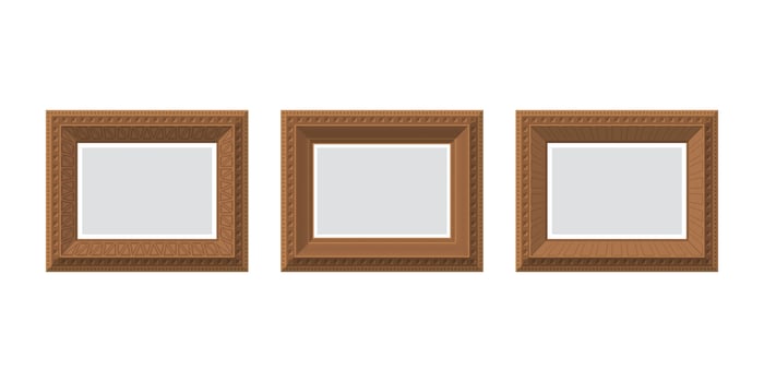 Set of empty wooden frames. Isolated. Flat style. vector