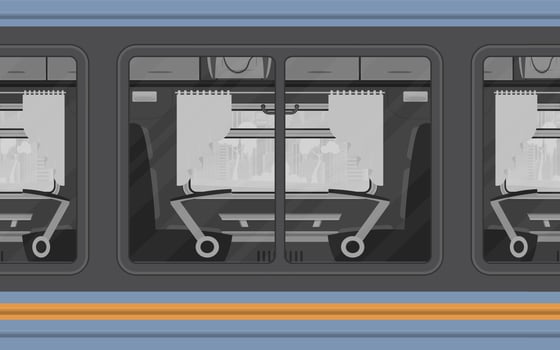Train compartment windows. Electricity outside. Cartoon style. Flat style. vector