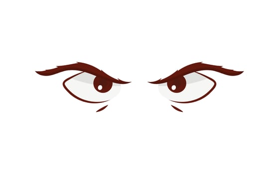 Evil eyes in flat style. Isolated on white background. Vector illustration.