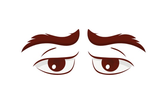 Calm eyes in flat style. Isolated. Vector illustration.