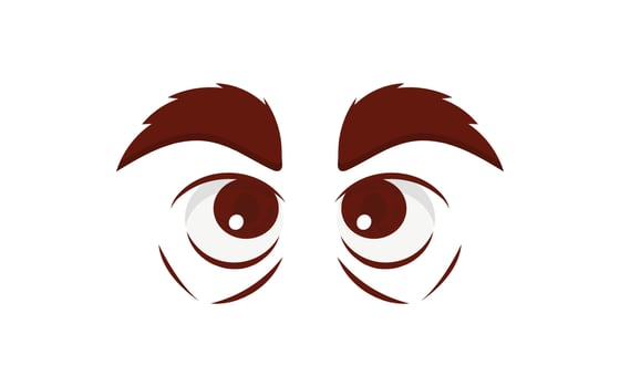Calm eyes in flat style. Vector illustration. Isolated on white background.