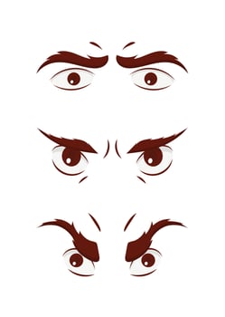 Set of eyes in flat style. Vector illustration. Isolated on white background.