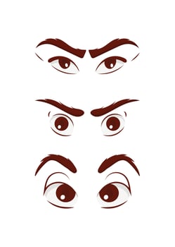 Set of eyes in flat style. Vector illustration. Isolated on white background.