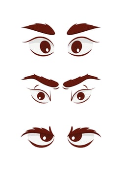 Set of eyes in flat style. Isolated on white background. Vector illustration.