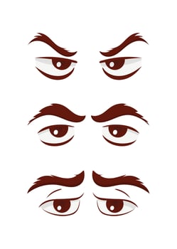Set of eyes in flat style. Vector illustration. Isolated on white background.