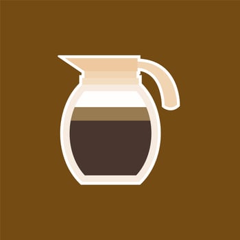glass pot with coffee flat icon vector