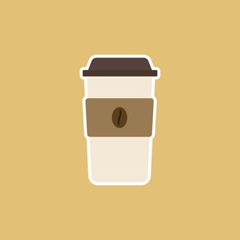 a cup of coffee flat design vector illustration. Coffee cup vector illustration isolated on background. Plastic coffee cup in flat style.