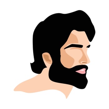 vector face and barber face logo and man's salon logo vector and face men portrait  colorful  and A man with beard and a black haircut