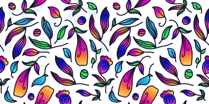 Seamless Floral Pattern with Colorful Gradient Style. Flower Motif. Suitable for Wallpaper, Wrapping Paper, Background, Fabric, Textile, Apparel, and Card Design vector