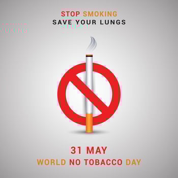 Stop smoking, save your lungs, 31 may world no tobacco day with cigarette and forbidden sign awareness social media post design template vector